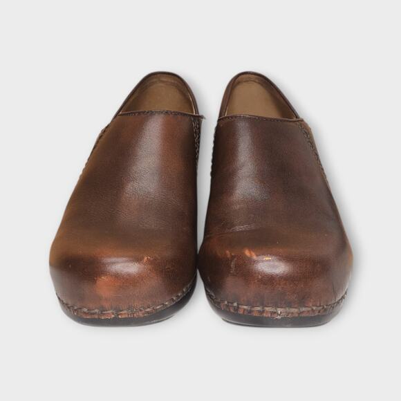 Womens Dansko Brown Leather Slip On Clog Heeled Shoes Size EU 39 US 8.5-9 - Picture 2 of 11